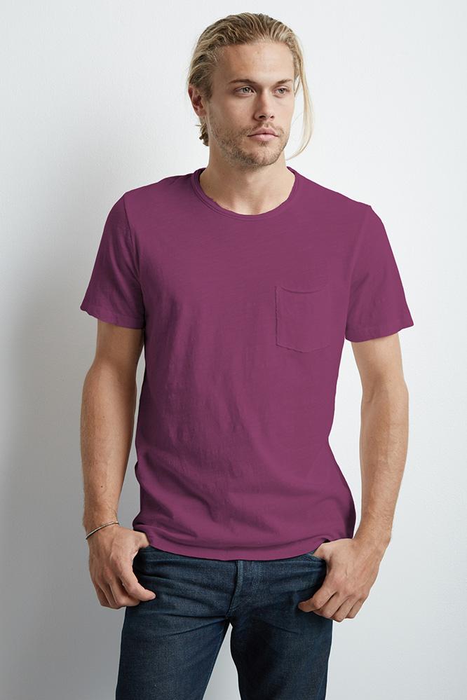 Velvet Men Chad Raw Edge Cotton Slub Pocket Tee-persian-slub