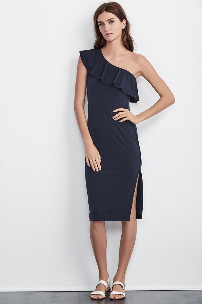 Velvet Clothing Esperanza One Shoulder Stretch Jersey Dress-ink-stretchjersey