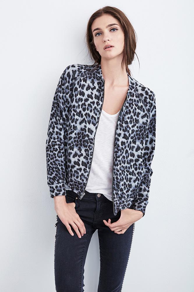 Velvet Clothing Sunni Leopard Fleece Bomber Jacket-multi-leofleece