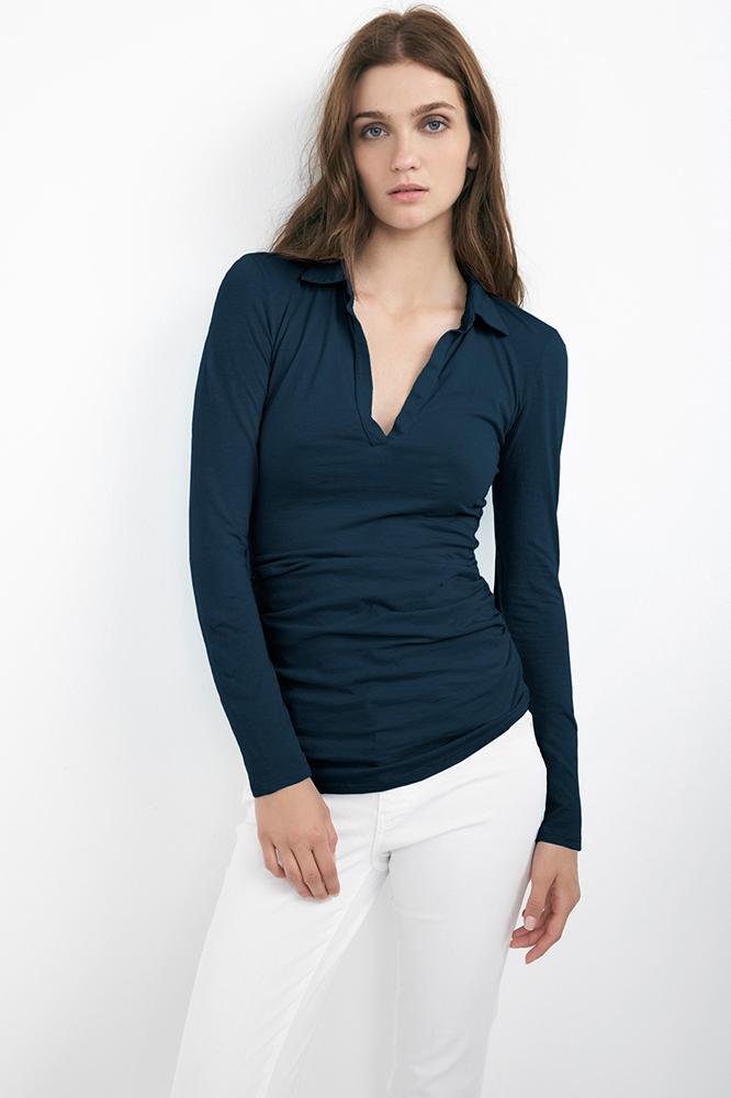 Velvet Clothing Bronze Half-placket Top-midnight-gauzylux