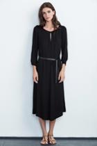 Velvet Clothing Felicitee Stretch Satin Midi Dress-black-stretchst