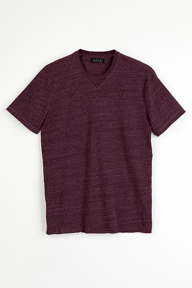 Velvet Men Beckett Sueded Jersey Knit Tee-prune-suededjersey