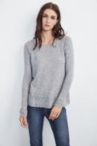 Velvet Clothing Dalona Sheer Cashmere Raglan Sweater-heathergrey-sheercash