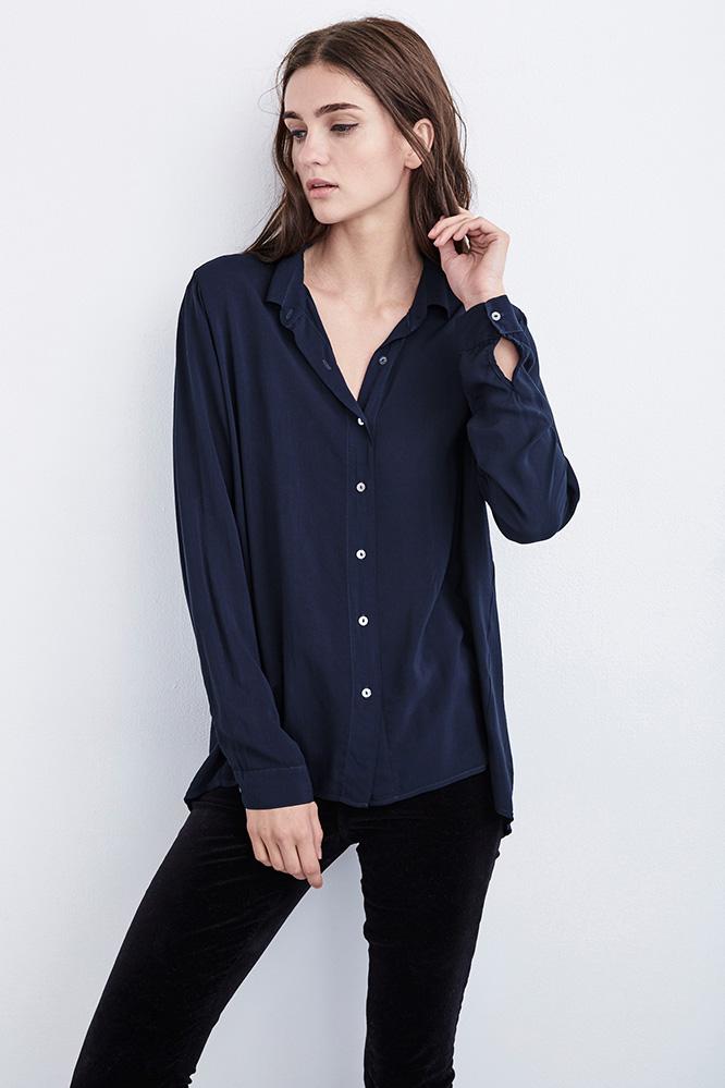 Velvet Clothing Cinda Button-down Challis Top-postman-challis