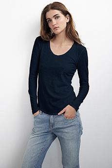 Velvet Clothing Adiel Cotton Slub Scoop Neck Tee-ink-cottonslub