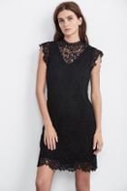 Velvet Clothing Sarah Lace Cap Sleeve Dress-black-lace