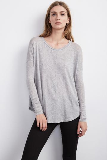 Velvet Clothing Toris Luxe Gauze Swing Tee-hthgrey-luxgauze