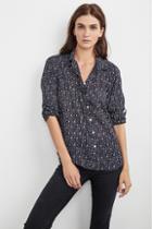 Velvet Clothing Emery Printed Cotton Button-up Shirt In Navy-navy-pcotshrtg