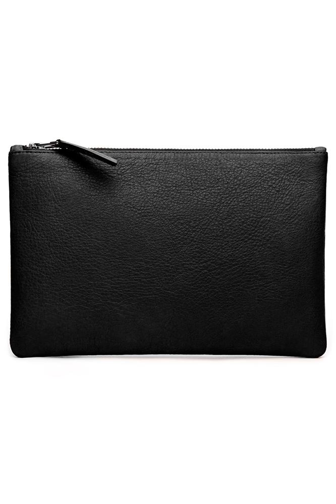 Velvet Clothing Amelia Leather Zip Clutch-black