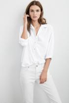 Velvet Clothing Minnie Button-down Cotton Shirt-white-cotshirt