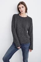 Velvet Clothing Keri Mixed Stitch Crew Neck Sweater-charcoal-mixstitch