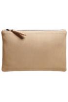 Velvet Clothing Amelia Leather Zip Clutch-nude