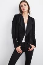 Velvet Clothing Charli Faux Suede Drape Jacket-black-fauxsoutr