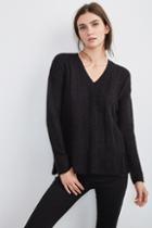 Velvet Clothing Uri Mixed Stitch Cable Knit Sweater-black-mixstitch