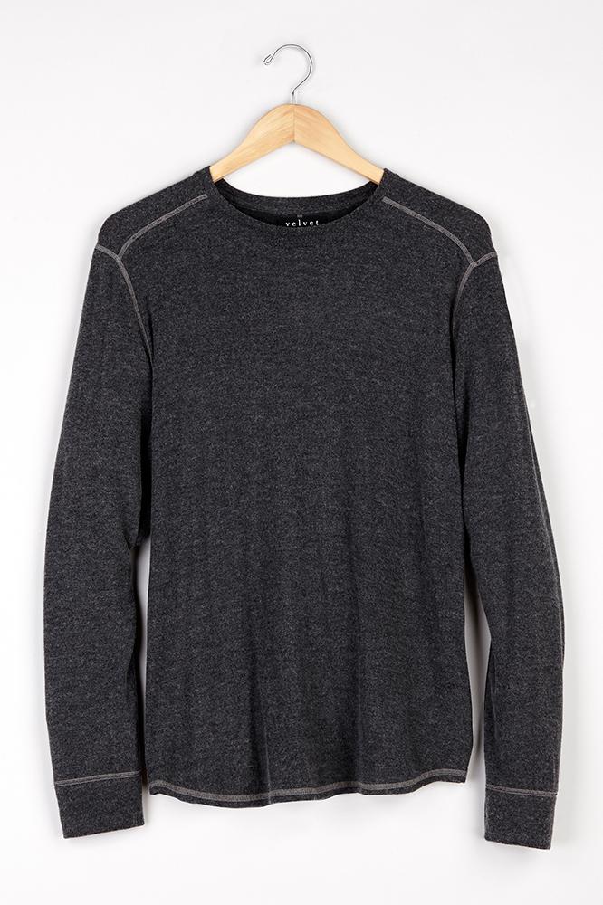 Velvet Men Bronson Heather Jersey Knit Top-charcoal-cozyhthjersey