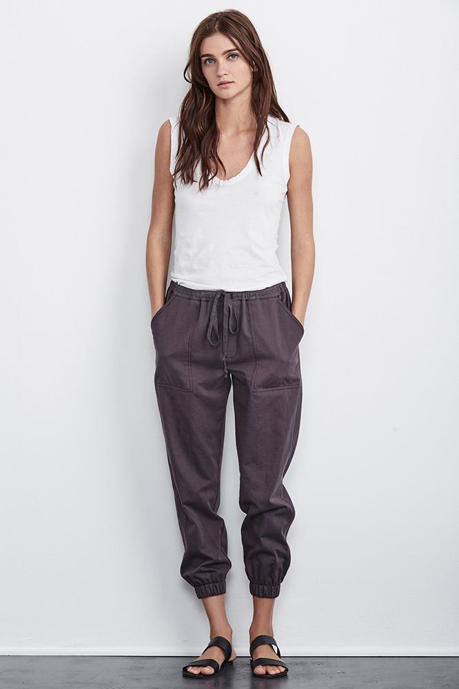 Velvet Clothing Ilsa Cotton Twill Pant-onyx-sandedtwl