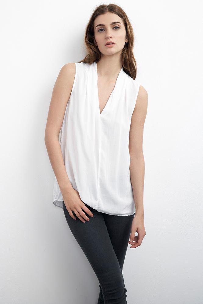 Velvet Clothing Wendell Sleeveless Challis Shell-white-rayonchallis