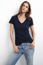Velvet Clothing Lilith Cotton Slub V-neck Tee-ink-cottonslub