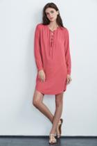 Velvet Clothing Zoey Lace-up Challis Dress In Cherry-cherry-printchal