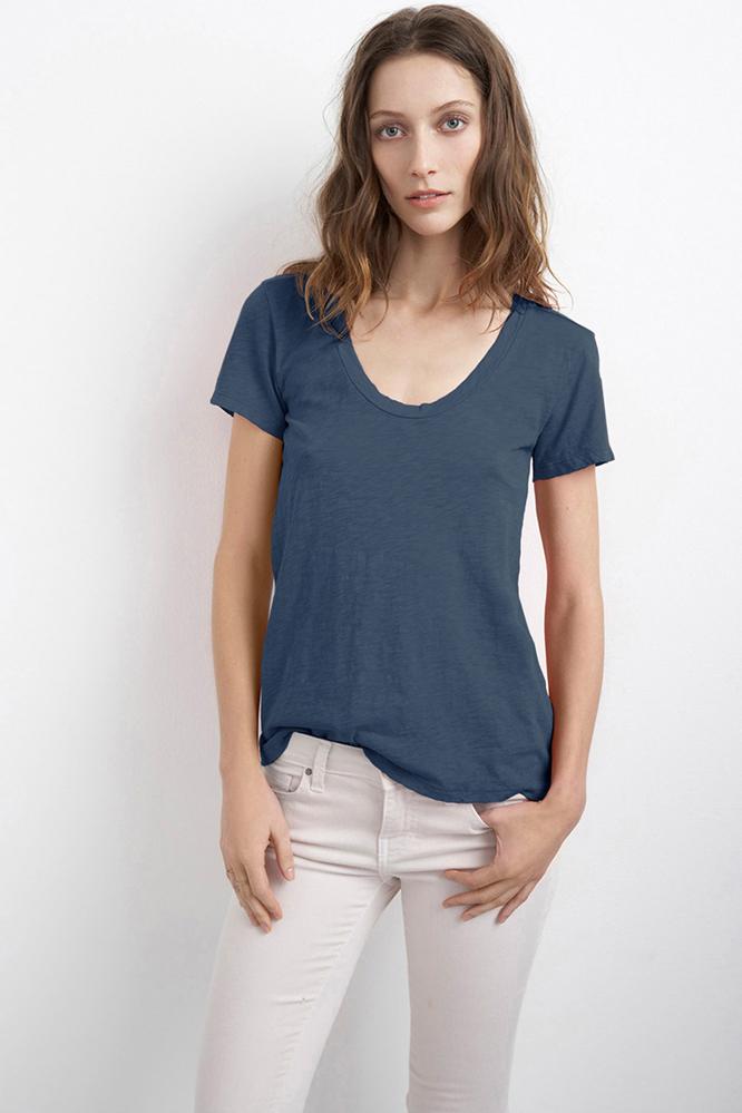 Velvet Clothing Bay Cotton Slub Scoop Neck Tee-viking-cottonslub