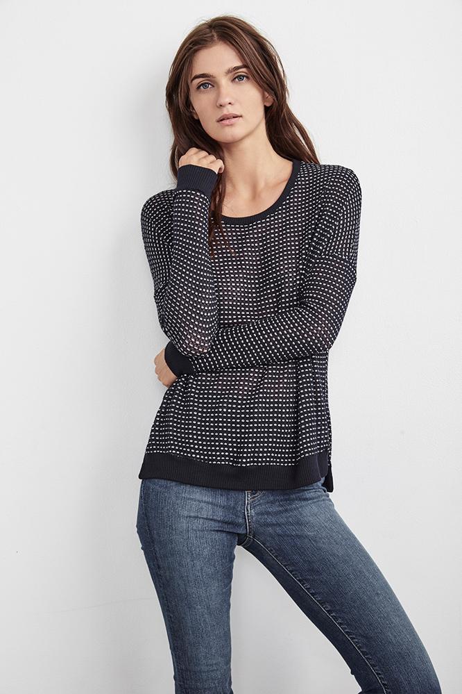 Velvet Clothing Oma Thermal Knit High/low Top-navy-thrmlknit