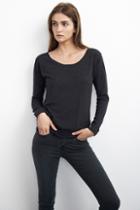 Velvet Clothing Carmelita Keyhole Back Tee-black-softtexknit