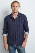 Velvet Men Scout Double Face Plaid Button-down Shirt-navy-plaidshirt