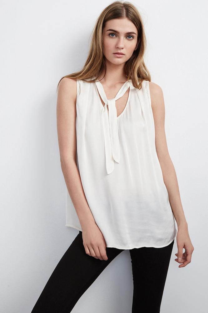 Velvet Clothing Shandy Satin Neck Tie Shell-sleet-satinviscose