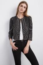 Velvet Clothing Tansy Nailhead Embroidered Jacket-black-chiffonnh