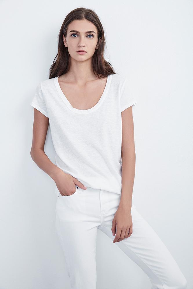 Velvet Clothing Kira Original Slub Scoop Neck Tee-white-velorig