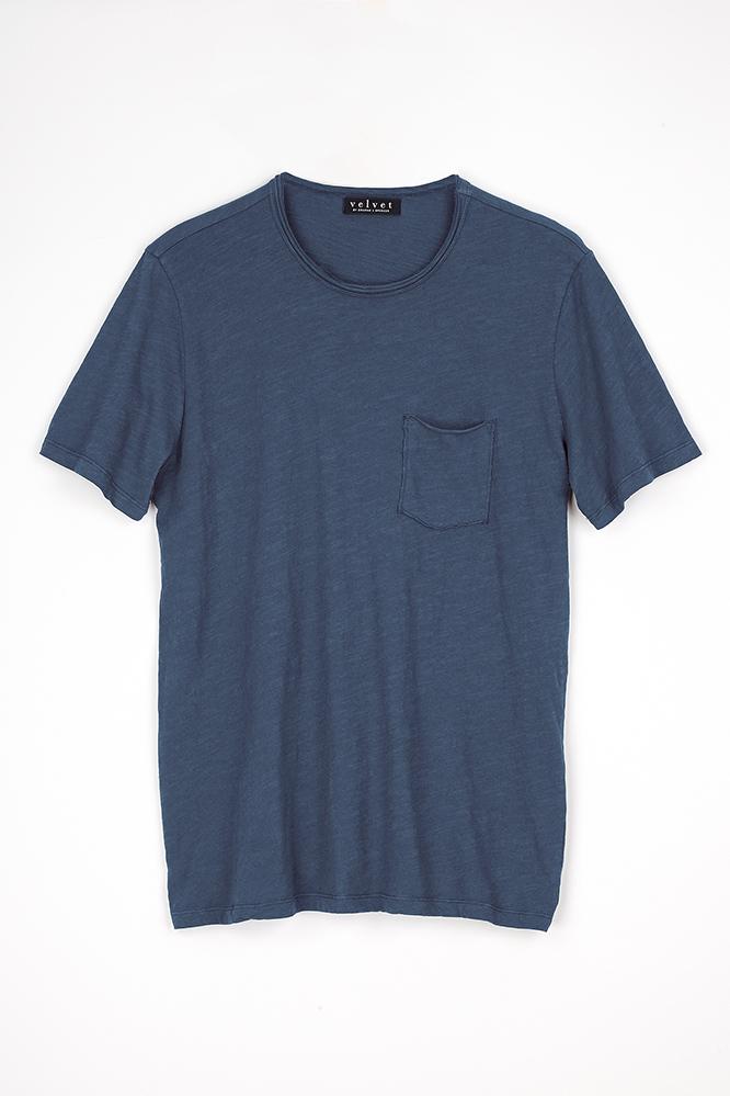 Velvet Men Chad Raw Edge Cotton Slub Pocket Tee-prairie-cottonslub