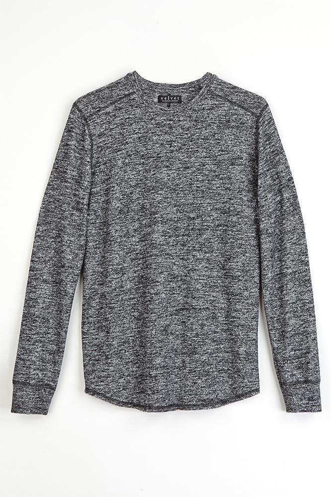 Velvet Men Hardwin Marled Cozy Jersey Top-black-cozyjersey