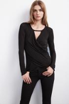 Velvet Clothing Suzie Luxe Gauze Crossover Top-black-luxgauze