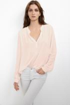 Velvet Clothing Rosie Half-placket Challis Blouse-palepink-rychallis