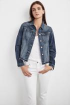 Velvet Clothing Elle Frayed Denim Jacket-bluestone-denim