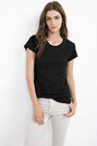 Velvet Clothing Odelia Cotton Slub Crew Neck Tee-black-cottonslub