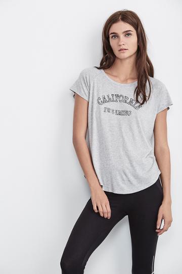 Velvet Clothing Lauren Lux Slub Raglan Tee-heathergrey-athleisur