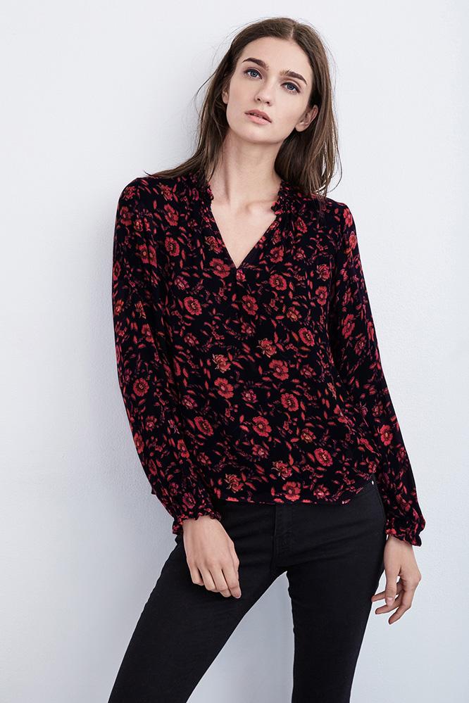 Velvet Clothing Jersey Madrid Print Peasant Top-madrid-madrid