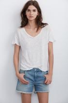 Velvet Clothing Cindy Frayed Hem Boyfriend Shorts In Sky-sky-denim