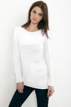 Velvet Clothing Amzin Button Cuff Tunic Top-white