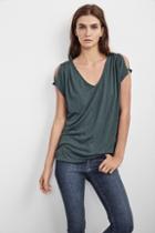 Velvet Clothing Abiona Lux Slub Cold Shoulder Tee-bullfrog-luxslub