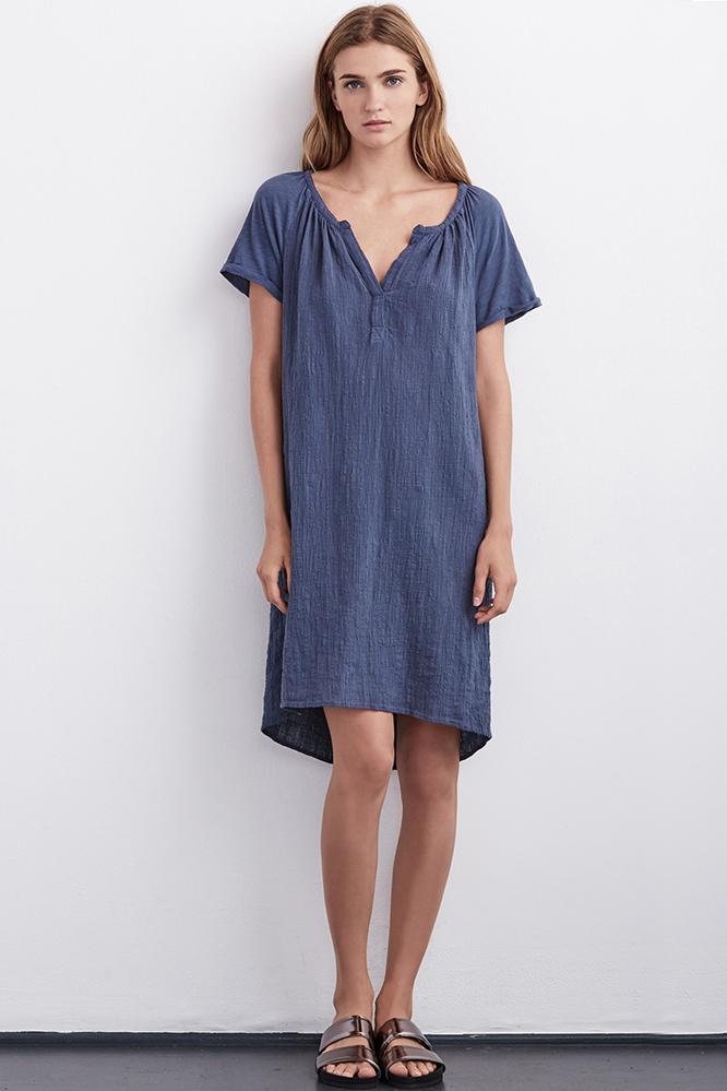 Velvet Clothing Alixe Cotton Gauze Contrast Dress-parasail-ctslbcont