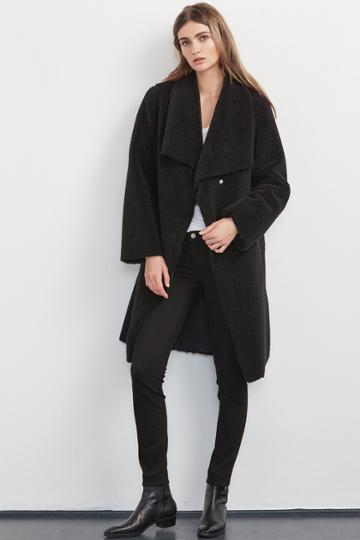 Velvet Clothing Tangy Reversible Sherpa Coat -black-fauxfur