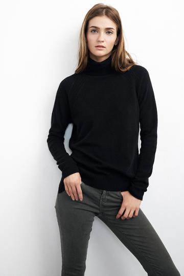 Velvet Clothing Brawnie Cashmere Turtleneck Sweater-black-cashmereclassics
