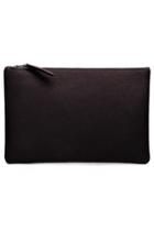 Velvet Clothing Amelia Leather Zip Clutch-chocolate