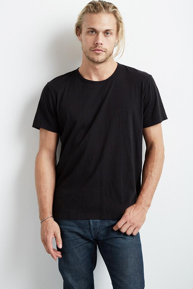 Velvet Men Shiloh Cotton Slub Tee Shirt-black-slub