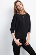 Velvet Clothing Aislina Ribbed Dolman Top-black-rayonrib