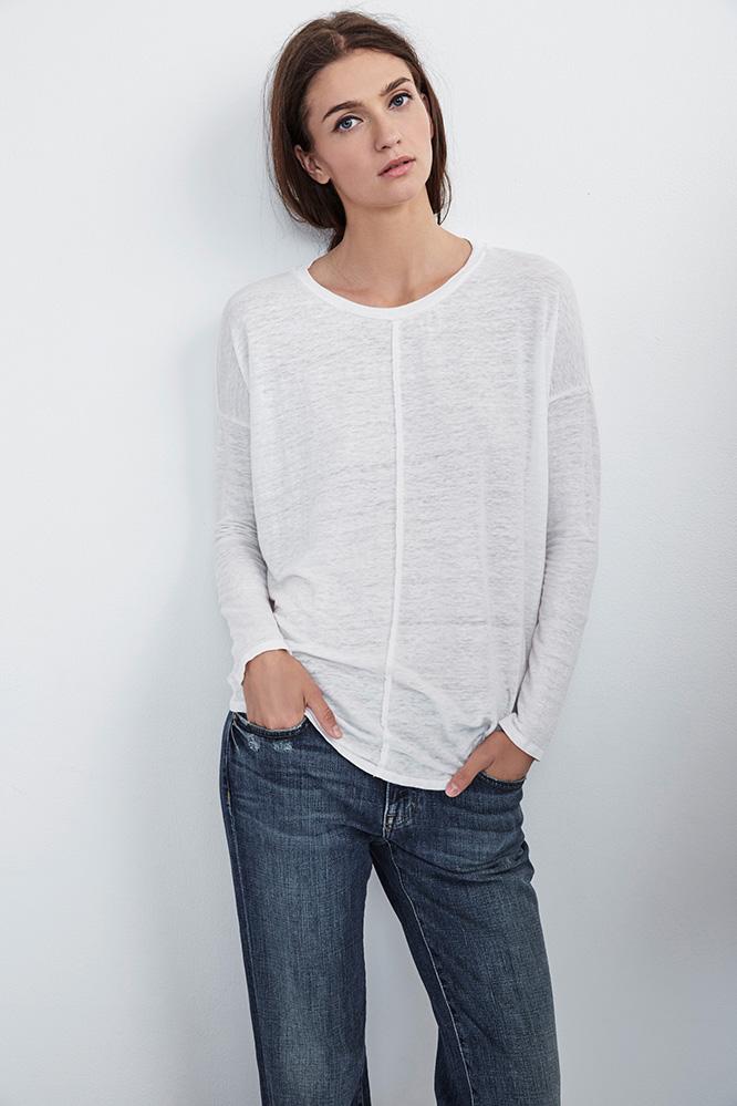 Velvet Clothing Bessie Linen Swing Tee-carbon-linenknit