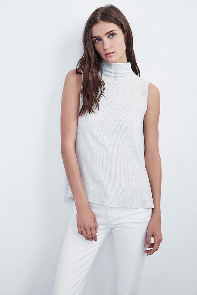 Velvet Clothing Krystal Cozy Rib Mock Neck Tank-ash-cozyrib
