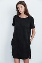 Velvet Clothing Reya Faux Suede Short Sleeve Dress-black-fauxsuede